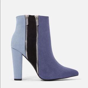Blue color block bootie